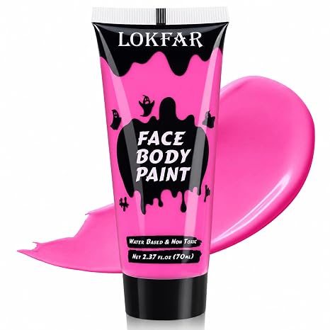 Pink Face Body Paint for Halloween Makeup, Cream Water-Based, 2.37Oz - skull painting