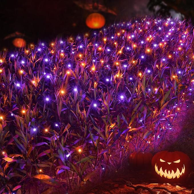 Joomer Orange Purple Halloween Net Lights - 12FT x 5FT 360 LED Mesh Lights - string light