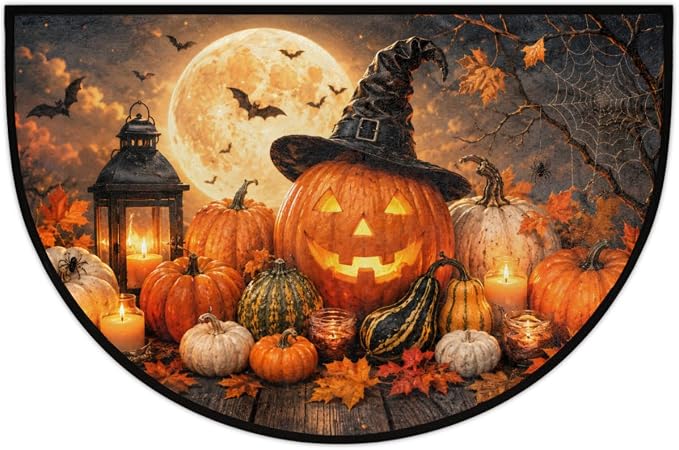 Halloween Half Round Door Mat Outdoor Doormat Bedroom Entrance Rug A7