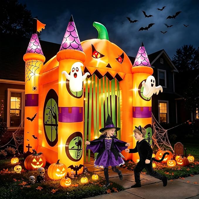 12FT Large Halloween Inflatables Archway Giant Pumpkin Arch Inflatable - skull inflatable