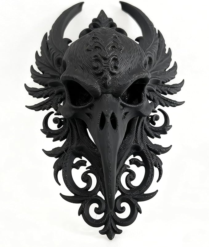 SUNLOREN Gothic Crow Skull Wall Decor Dark Academia Art Decoration Magical Style Room Aesthetic Hanging Ornament Creepy Vintage Personality Wall-Mounted Sculpture