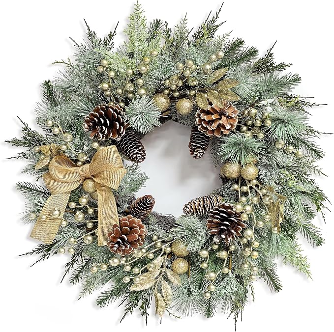 Christmas Wreaths for Front Door-Vintage Pine Christmas Door Wreath