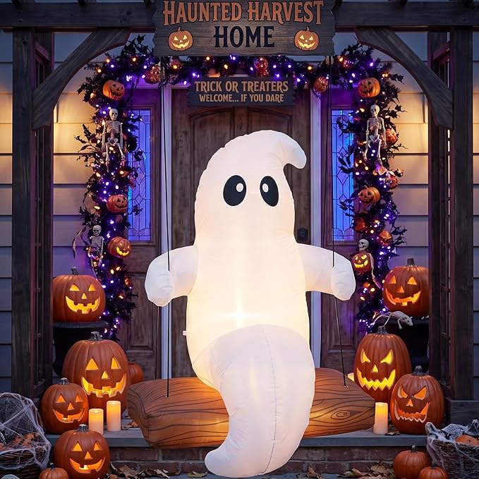 5 ft LED Halloween Inflatable Swinging Ghost Outdoor Decoration