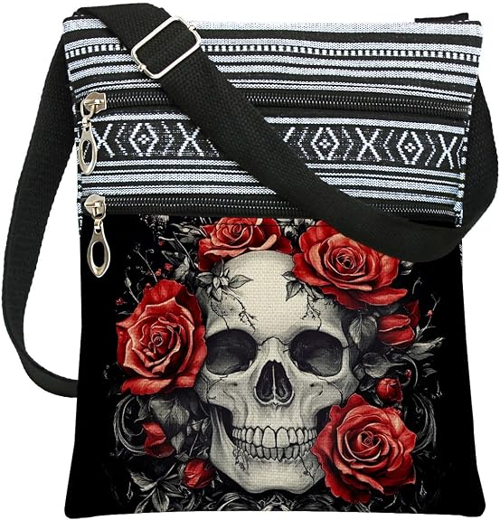Halloween Themed Print Crossbody Shoulder Bag for Women Friends - sugar skull handbags for sale