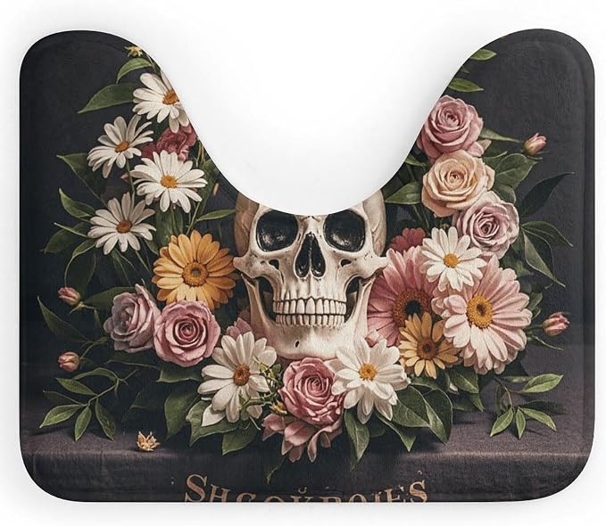Bonsai Tree Sugar Skull Bathroom Toilet Rugs U Shaped Bath Rugs - skull toilet rug