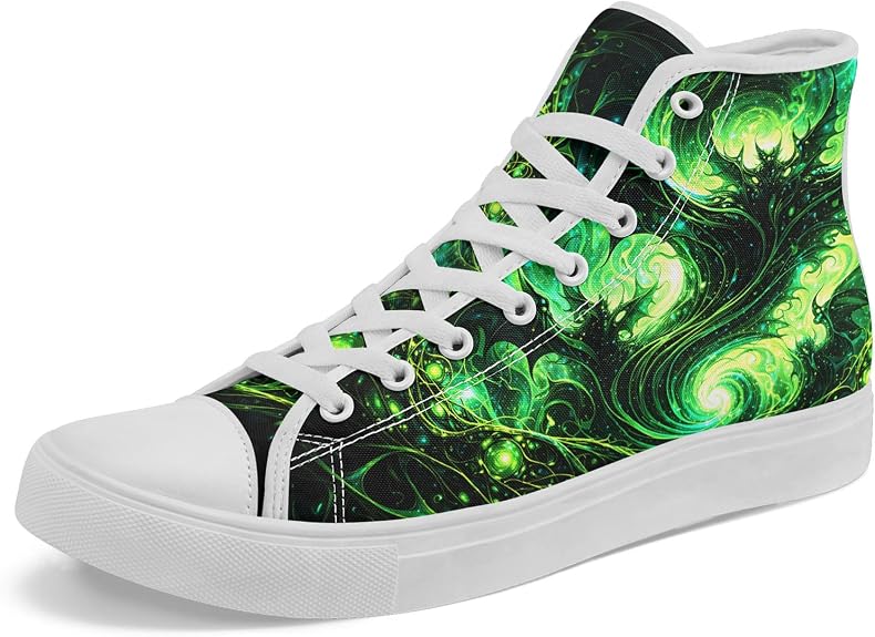 Gothic Dark High Top Sneakers Skull Flame Shoes for Men Women - sugar skull boots