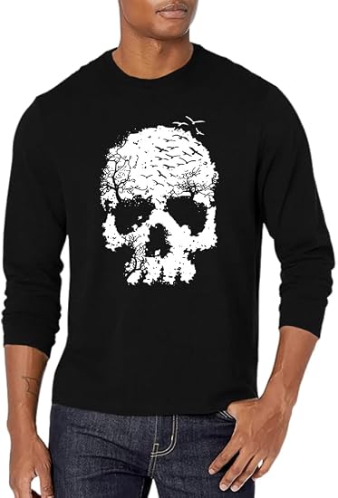 Halloween Skeleton Shirts Men Halloween Horror Tees Fall Long Sleeve Tops - skull tshirt