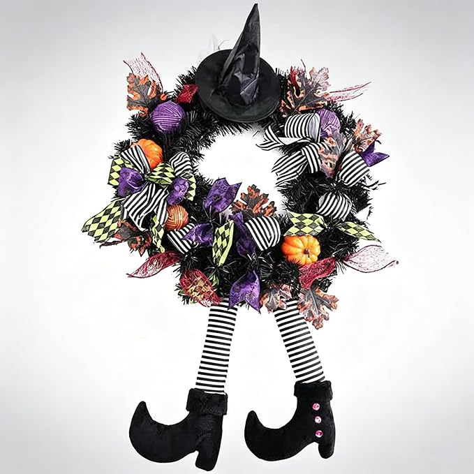 Halloween Wreath-Halloween Wreaths for Front Door,14" Indoor/Outdoor Decor - skull wreath