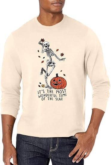 Halloween Skeleton Shirts Men Halloween Horror Tees Fall Long Sleeve Tops - skull tshirt