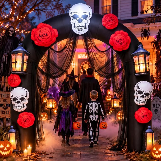 Blueweenly 9-9.5 FT Halloween Inflatable Arch Party Decorations - skull inflatable