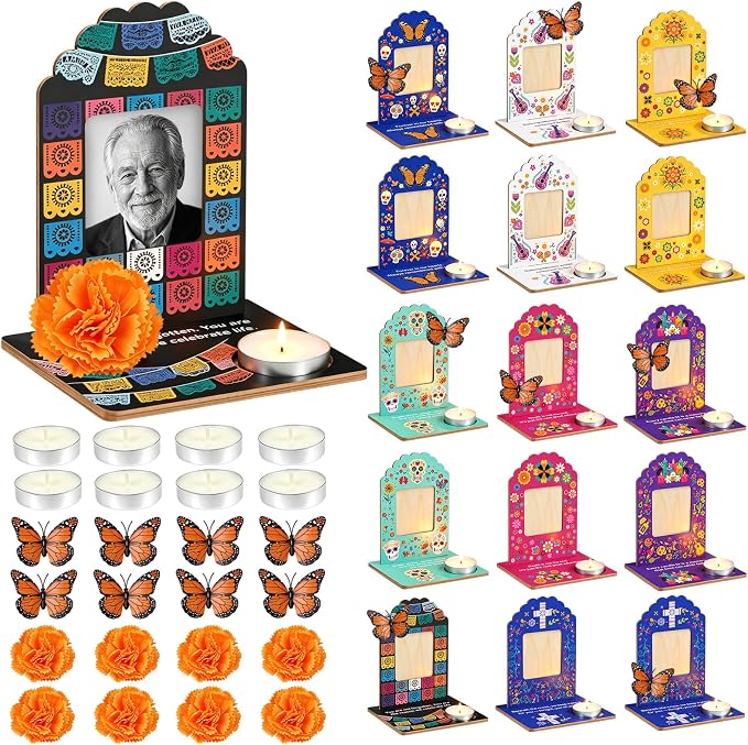 Dia De Los Muertos Decorations Picture Frames, Day of The Dead Altar Kits - skull candle