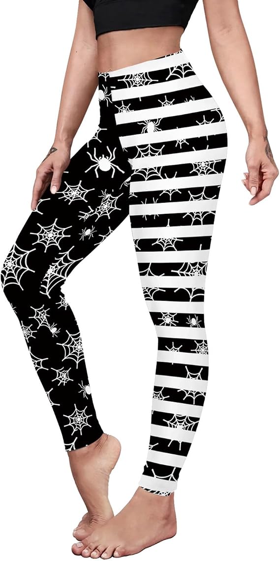 Womens Halloween Leggings Printed Stretchy Leggings Yoga Pants - skull leggings