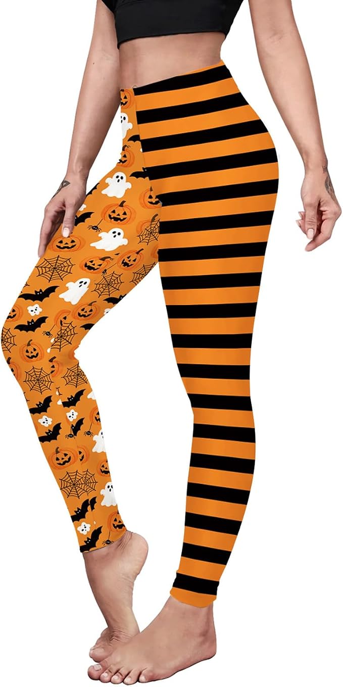 Womens Halloween Leggings Printed Stretchy Leggings Yoga Pants - skull leggings