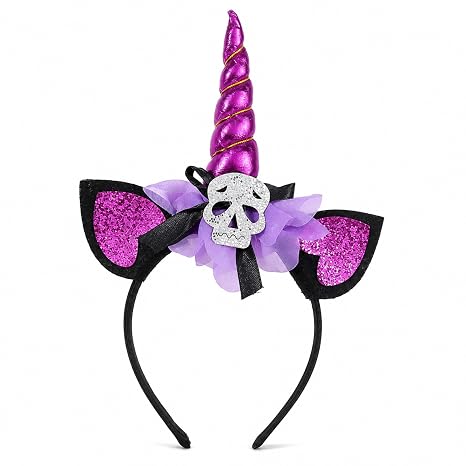 Halloween Unicorn Skull Headband Cat Ear Cosplay Party for Women - skull headband