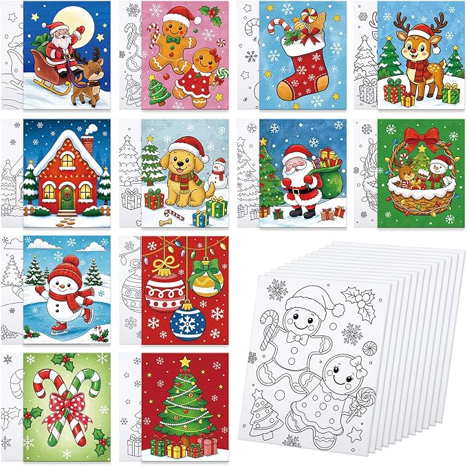 Louise Maelys 8x10Inch Christmas Pre Drawn Canvas to Paint for Kids - skull painting