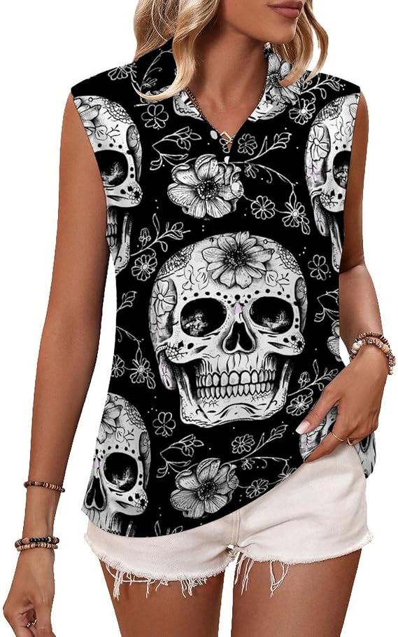Dead Sugar Skull Women's Tank Tops Sleeveless Camisole Tops - skull tank tops