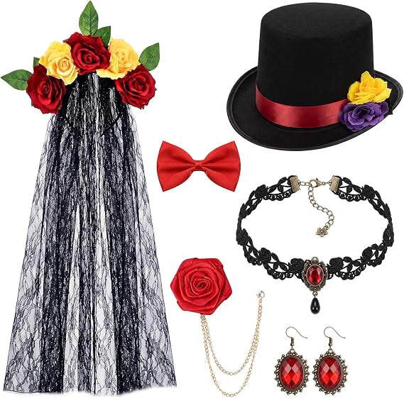 Day of the Dead Costume, Dia De Los Muertos, Halloween Cosplay Accessories - sugar skull makeup