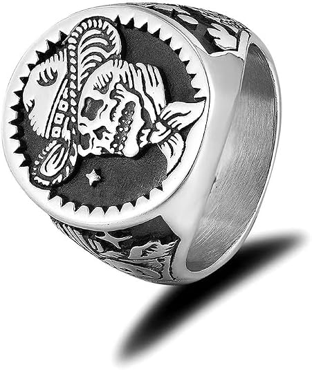 Cowboy Hat Skull Ring for Men Women Gothic Punk Stainless Steel Wedding Band Vintage Goth Rose Skeleton Cocktail Party Biker Rings - skull ring