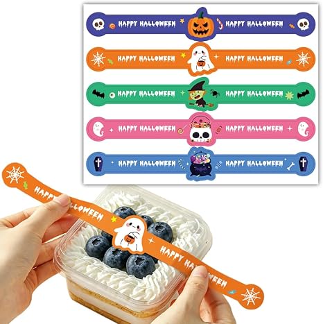 8.7 Inch Long Happy Halloween Sealing Stickers Self-Adhesive Baking Labels - skull sticker