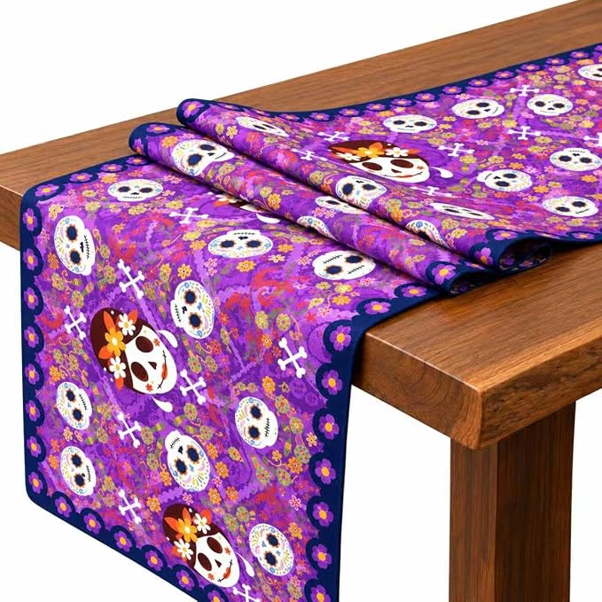 12×71 In Dia de los Muertos Table Runner Mexican Halloween Table Decoration