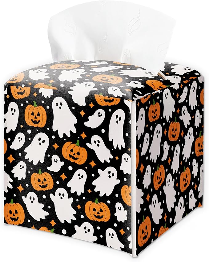 Halloween Tissue Box Cover, Ghost Pumpkin Tissue Box,Halloween Decorations - skull toilet paper