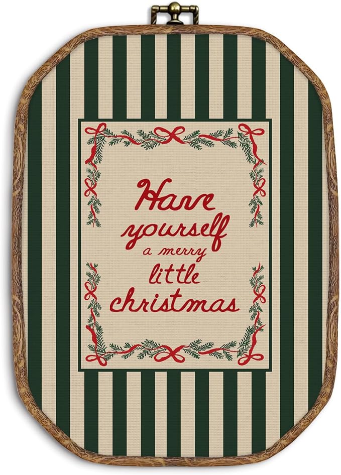 ZIKZAUDOU Vintage Christmas Octagon Canvas Wall Art Decor, 10.2x7Inch - skull wall art