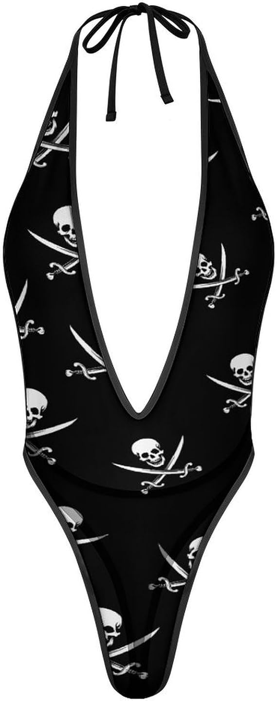 Roger Skull Crossbones Funny Women's One Piece Swimsuit Sexy Swimwear - skull swimsuit