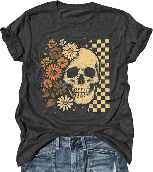 Country Music and Beer Funny Drinking Shirt for Women Summer Vacation T Shirts Vintage Country Shirts Tops - skull leggings