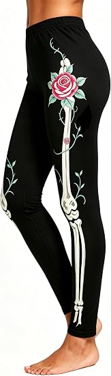 Roshop Halloween Leggings Women Cute Holidays Print Pants - skull leggings