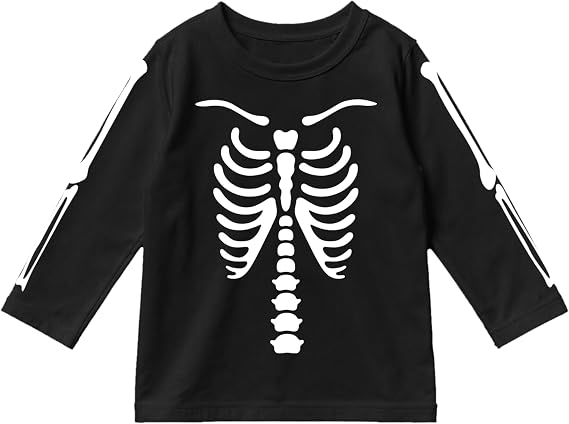 Kids Halloween Shirts 2-8Y Skeleton Long Sleeve T-Shirt - skeleton