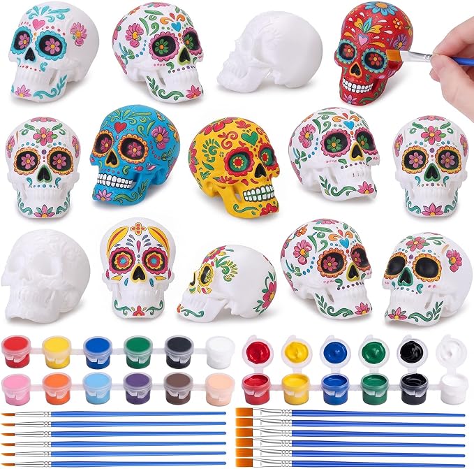 Teyva Daily 24 Set Día De Los Muertos Coloring 3D Sugar Skull Crafts