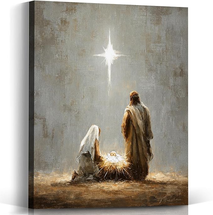 Voxitura Vintage Christian Christmas Nativity Wall Art Canvas Prints 12x15 - skull painting