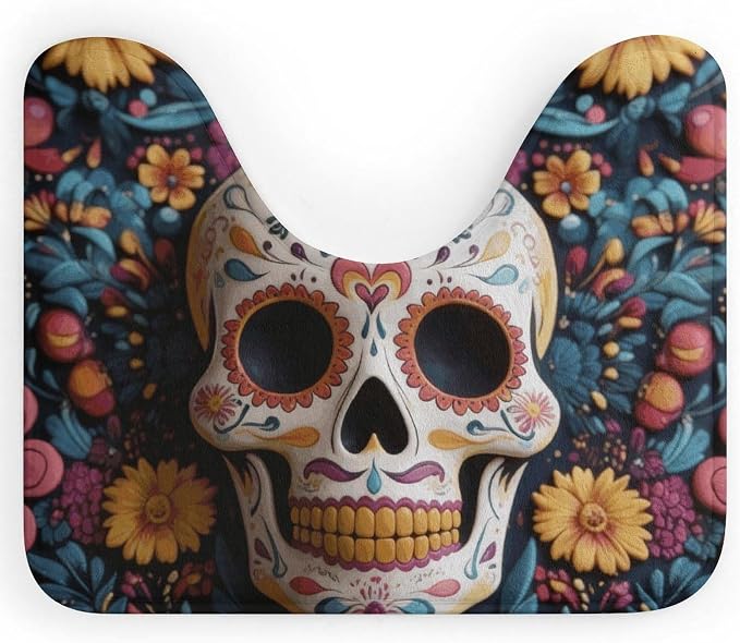 Sugar Skull Toilet Rugs U Shaped Bathroom Toilet Mat - skull toilet mat