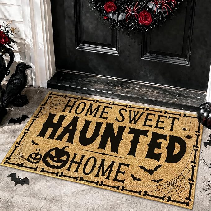 Halloween Front Door Mat Outdoor Gothic Home Welcome Mats Outside Entracne - skull floor mat