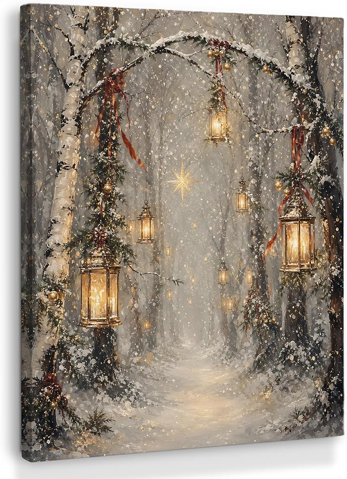 XINCEYWJ Winter Christmas Forest Landscape Wall Art Decor 11x14 Inches - skull wall art