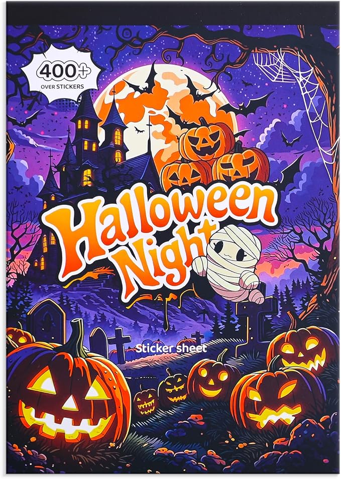 400+ Pcs Vintage Gothic Halloween Sticker Book, Witch Pumpkin Decorative Stickers for Junk Journal Supplies Art Scrapbooking DIY Crafts Halloween Games Party Gifts for Teens Adults Craft Lovers - skull sticker