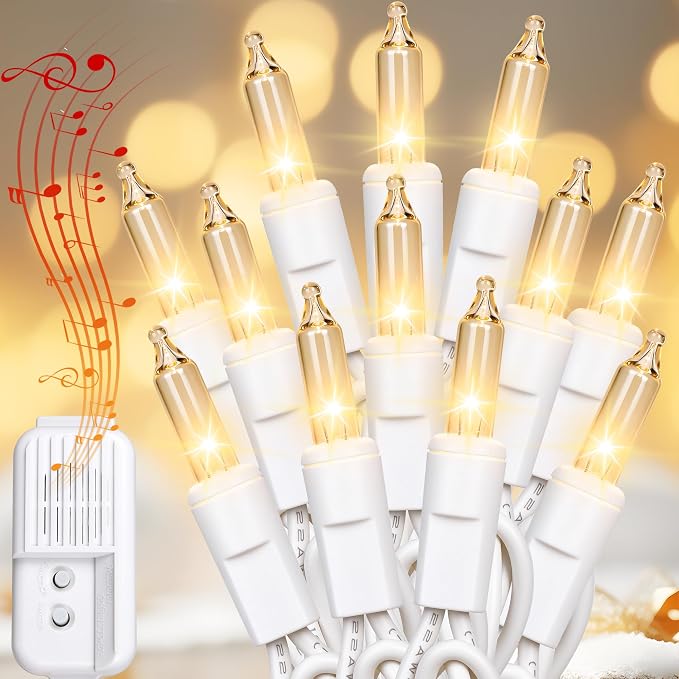 Musical Christmas String Lights - 50 Count 13Ft Music Incandescent Light with 25 Classical Holiday Songs, 7 Functions, Volume Control - Christmas Tree Decor for Bedroom House Garland Xmas Decorations - string light