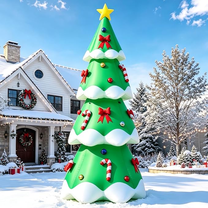 10FT Giant Inflatable Christmas Tree with Twinkling Star Topper, Outdoor Blow Up Yard Decorations with LED Lights, Xmas Decor Home Holiday Display for Party Lawn Garden Patio Outside