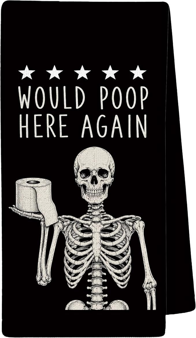 WKY Funny Halloween Skeleton Bathroom Hand Towels 16x24in - skull toilet paper