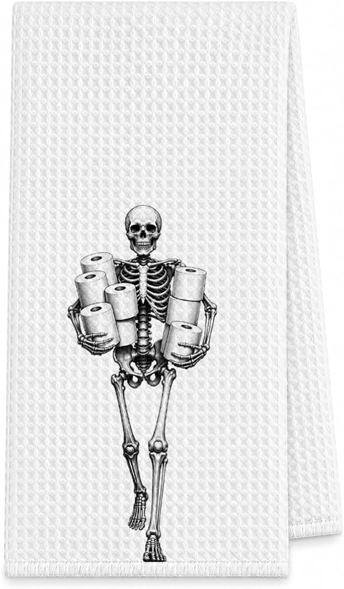 Walking Skeleton Toilet Paper Halloween Hand Towel for Bathroom