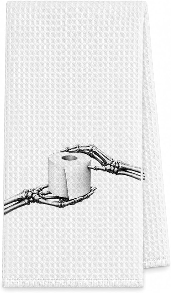 Skeleton Hands Holding Toilet Paper Halloween Bathroom Towel - skull toilet paper