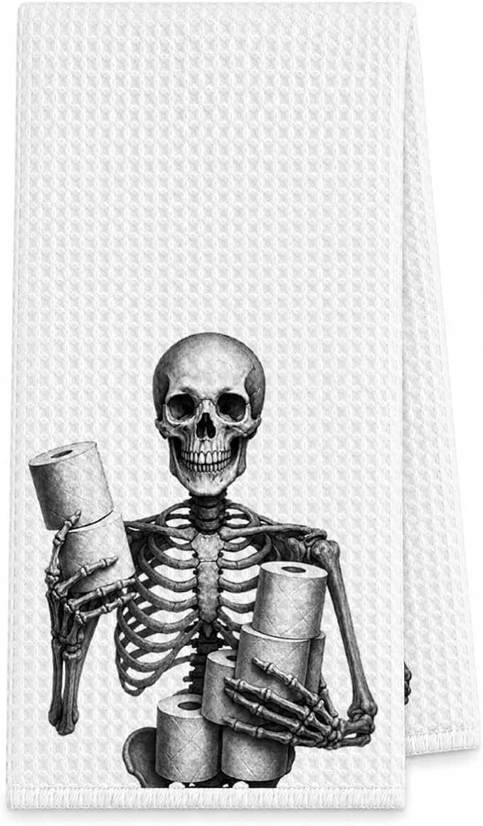 Halloween Skeleton Toilet Paper Hand Towel for Bathroom Decor