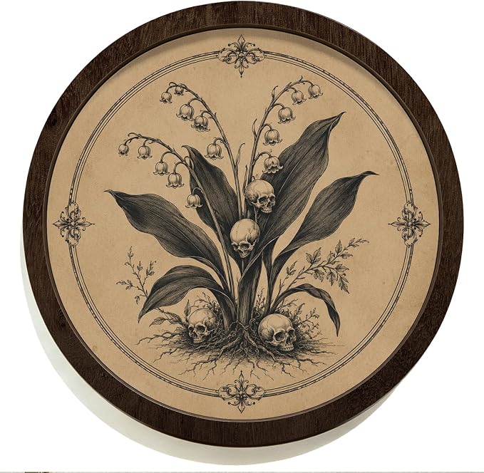 SkyCozy Gothic Wall Art Decor, Vintage Skull Floral Framed Wall Art - skull wall art