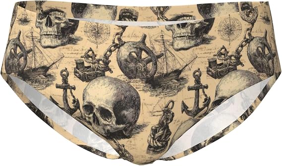 Men's Underwear Briefs, (Pirate Skulls 5) - skull swimsuit