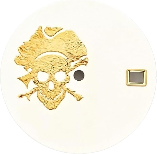 Wikene 28.5mm Skull Dial with Single Calendar for NH35 NH36 7S, White Full Luminous, Replacement Watch Face for Automatic Movements - skull watch