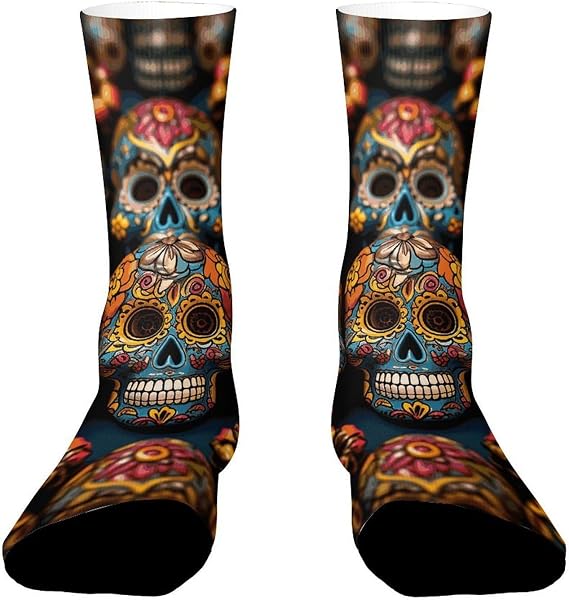 Breathable Sports Socks, Moisture Wicking, Lightweight Crew Socks - sugar skull costume