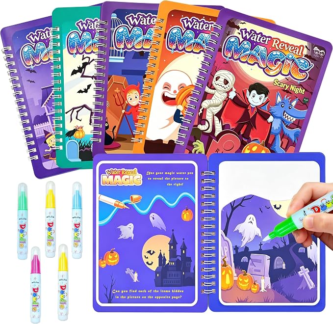5 Pack Halloween Water Coloring Books,Halloween Party Favors for Kids