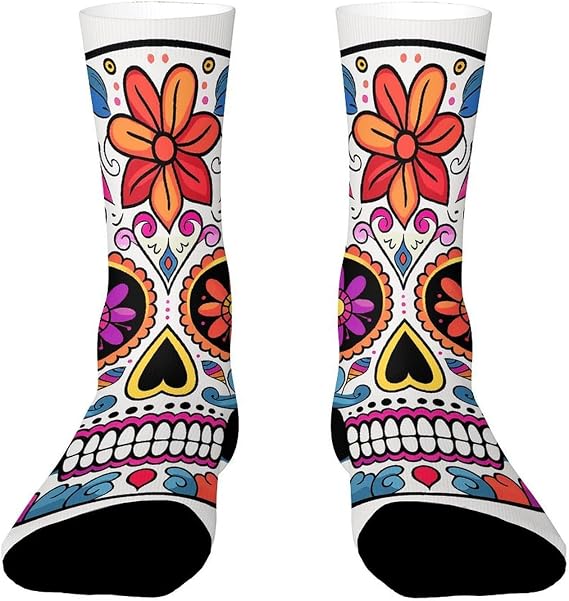Breathable Sports Socks, Moisture Wicking, Lightweight Crew Socks - sugar skull costume