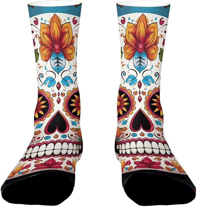 Breathable Sports Socks, Moisture Wicking, Lightweight Crew Socks - sugar skull costume