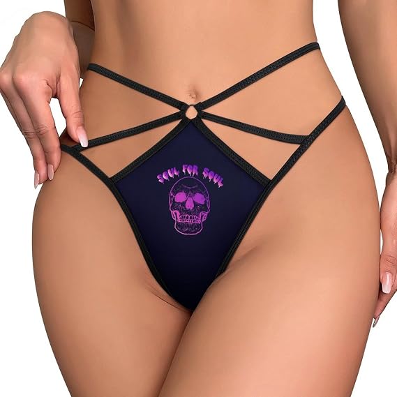 Skull Halloween Pattern Sexy Thongs, Low Waist T-Back - skull swimsuit